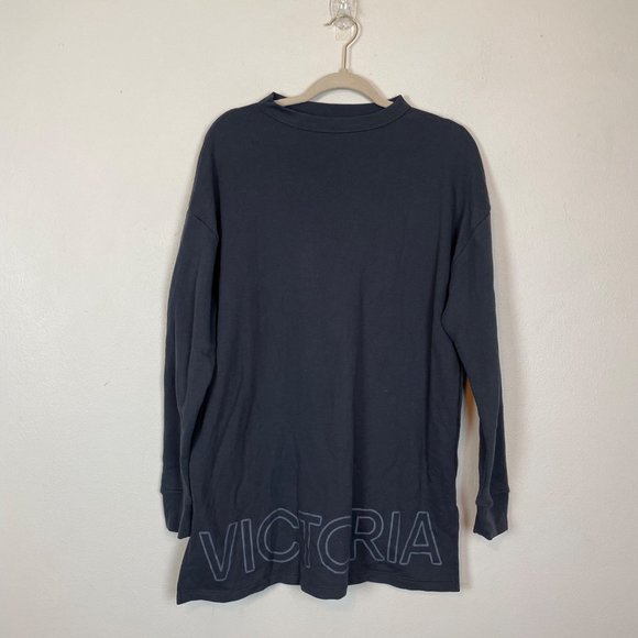 Victoria Secret Sport Woman's M Gray Cut Out Neck Oversized Tunic Sweatshirt - Picture 9 of 11